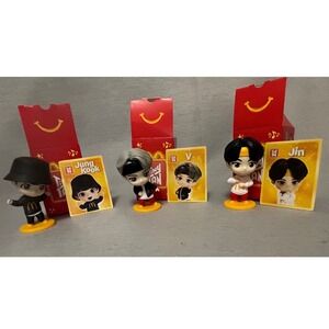 BTS TinyTAN McDonald's Happy Meal Figures Jung Kook V Jin Set of 3 with Cards